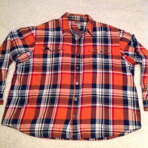 Duluth Shirt Men's Size 2XL Orange Plaid Fleece lined Shirt Jacket